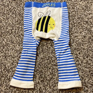 Joules Striped Knit Leggings/Stockings with Bee on Bum